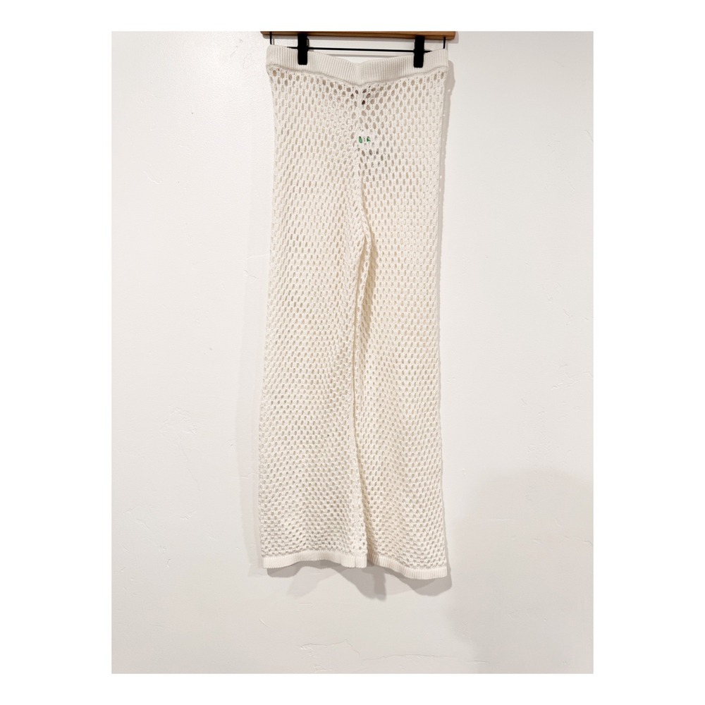 J.Crew Ivory Crochet Open Knit Wide Leg Beach Cover Up Pants Small
